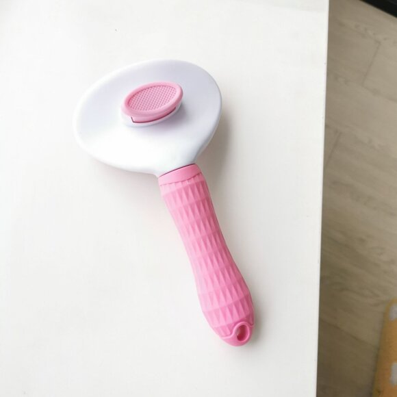 Pink Pet Grooming Brush Push-Button Self-Cleaning Deshedding Tool Dogs Cats - Picture 2 of 4